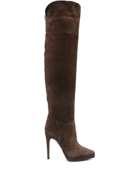 Casadei 100mm suede stiletto knee-high boots Brown 1T079A1001NOMAD