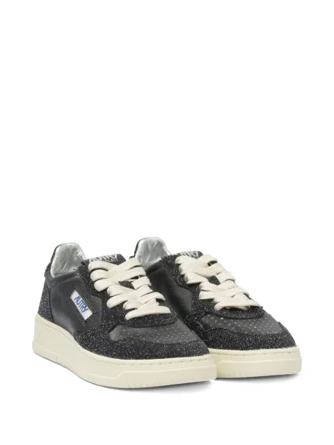 Autry Medalist glitter-detail leather sneakers Black AULWTA06