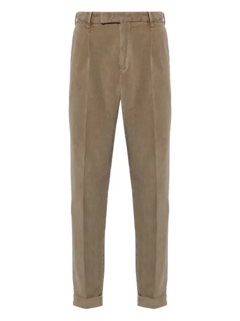 PT Torino pleat-detail corduroy trousers Brown CORTZAZ40FWDTU93