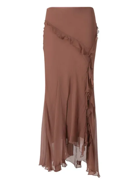 STAUD Diana ruffled asymmetric maxi skirt Brown R25P6113CFC100POLYESTERS100VISCOSE