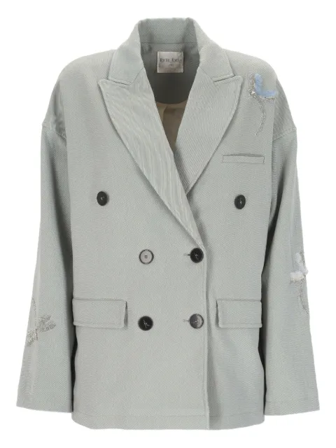 Forte Forte embroidered double-breasted blazer Green 14033BISLICHENE