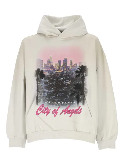 Balenciaga City of Angels-print hoodie Neutrals 767877TSVR39012
