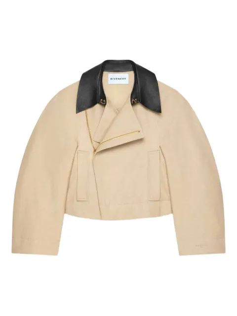 Givenchy leather-collar cropped jacket Neutrals BW00SC164D