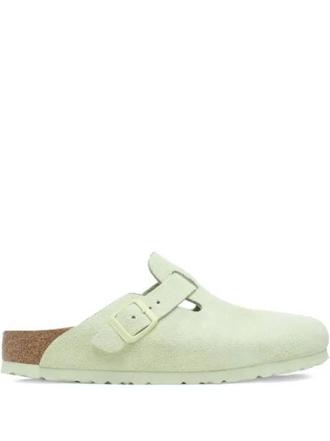 Birkenstock Boston Soft Footbed "faded lime" buckle mules Green 1027648