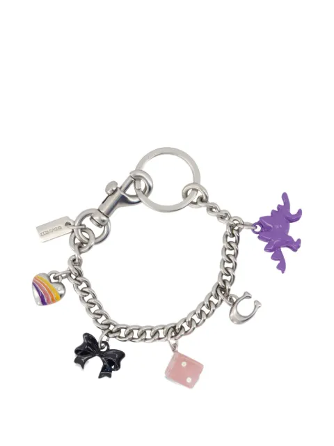 Coach charm-embellished curb-chain keyring Silver CZ633