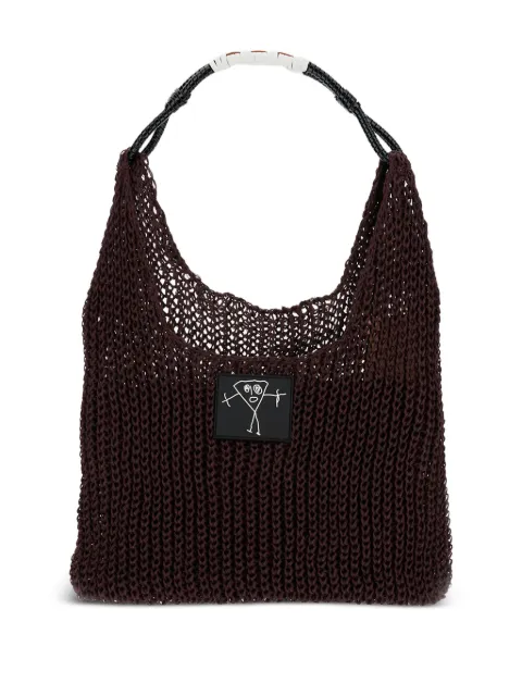 Plan C braided-handle mesh shoulder bag Brown SHCBF51A01FL00100R67