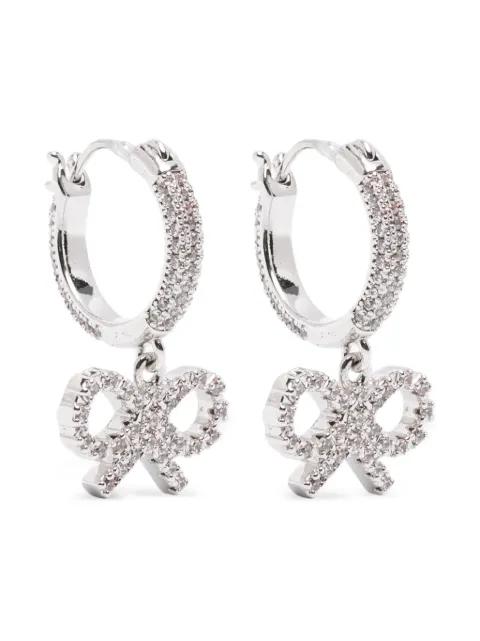 Self-Portrait crystal bow hoop earrings Silver RS26607EASL