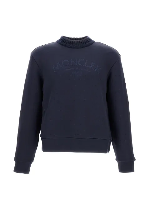 Moncler ribbed-cuffs embroidered sweatshirt Blue K20938G0000189B0Q