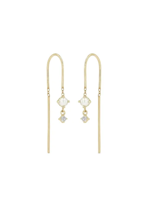 Zoë Chicco 14CT yellow gold Wire diamond and pearl earrings Gold SGPTE2DP