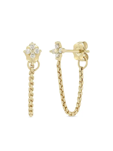Zoë Chicco 14CT Gold Diamond Quad Chain Earrings Gold SPQCE1D