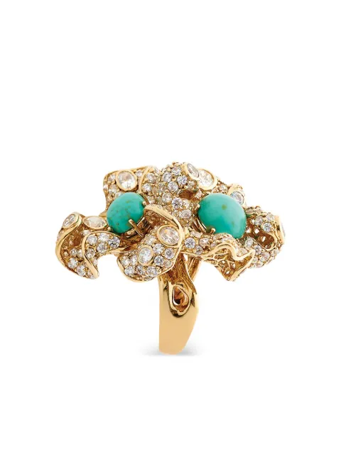 Anabela Chan 18K yellow gold vermeil Blossom turquoise and diamond ring Silver AC16FD09RSYGBT