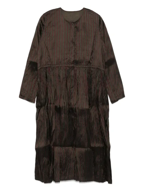 Christian Peau striped tiered dress Brown 0460009