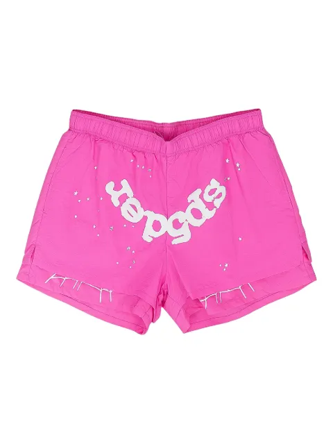 SP5DER layered logo-print shorts Pink SP5DER131