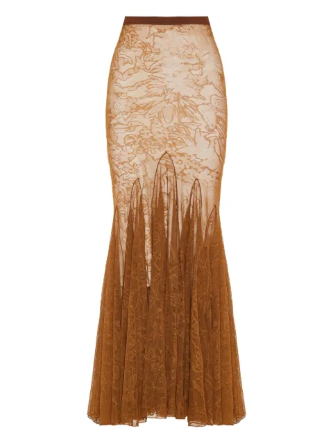 David Koma floral-lace fishtail maxi skirt Brown PF25DK94SL