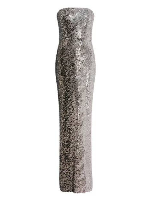 Jenny Packham sequin-embellished strapless maxi dress Silver ZCD133L