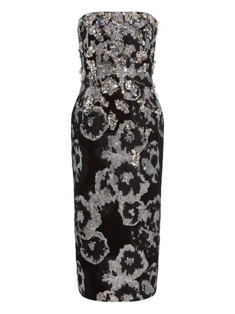 Jenny Packham floral-print embellished midi dress Black ZCD154C