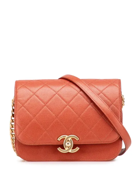 CHANEL Pre-Owned 2021-2025 Mini CC Quilted Caviar Messenger Single Flap crossbody bag Red F5XP0K0B7K385VOK
