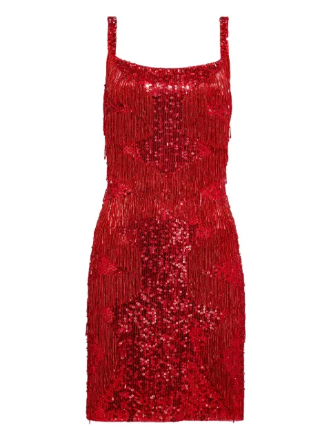 Jenny Packham Tina sequin fringe mini dress Red JPEX355