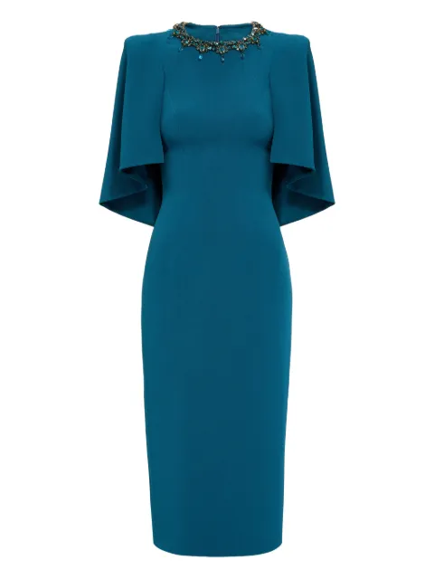 Jenny Packham Ursa embellished-neck midi dress Blue JPEX351