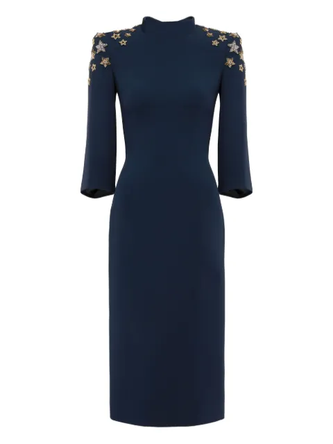 Jenny Packham star-embellished mock-neck midi dress Blue JPEX347