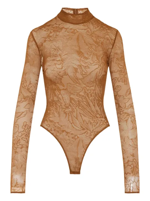 David Koma floral-lace bodysuit Brown PF25DK93BSBROWN