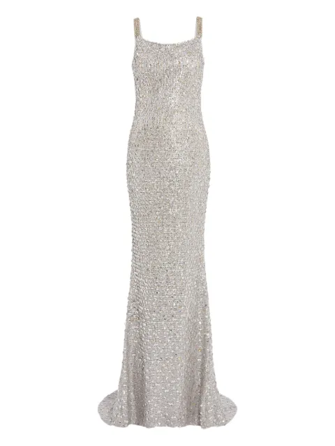 Jenny Packham sequin-embellished open-back maxi dress Grey ZCD134L
