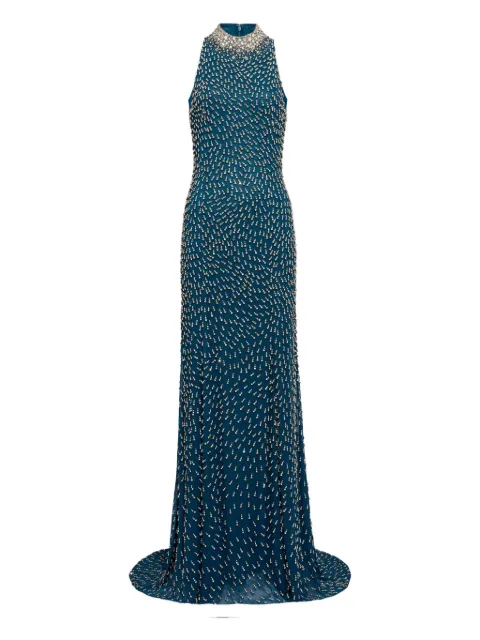 Jenny Packham embellished high-neck maxi dress Blue ZCD155L