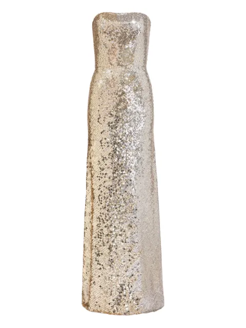 Jenny Packham sequin-embellishment strapless maxi dress Neutrals ZCD133L