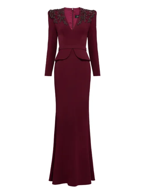 Jenny Packham sequin-embellished V-neck maxi dress Red ZCD148L