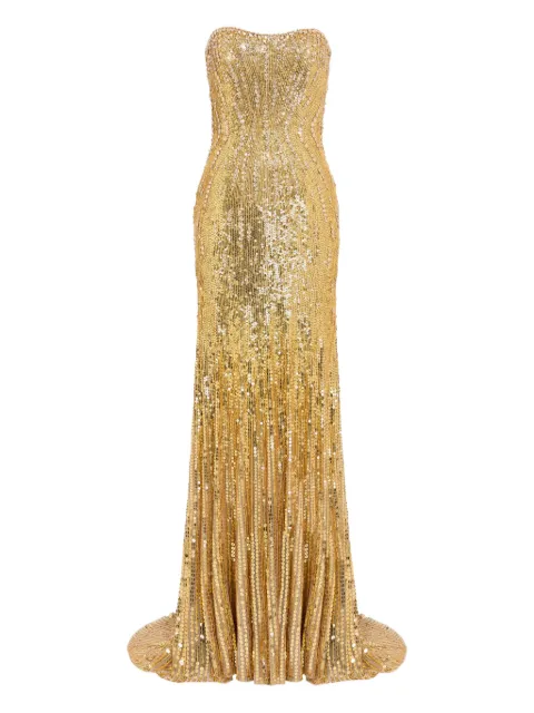 Jenny Packham Sarai sequin-embellished strapless maxi dress Gold JPCLS153ZCM