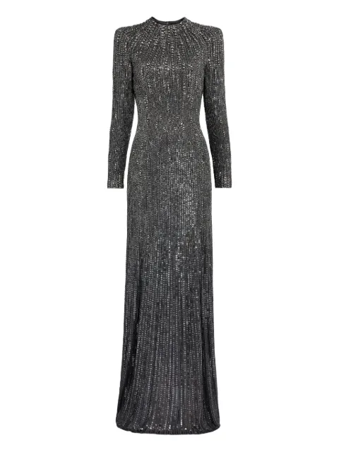 Jenny Packham Rory sequin-embellished long-sleeve maxi dress Grey JPCLS148ZCM