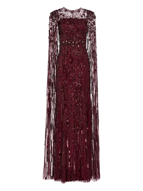 Jenny Packham Ruby sequin-embellished cape maxi dress Purple JPCLS152ZCM
