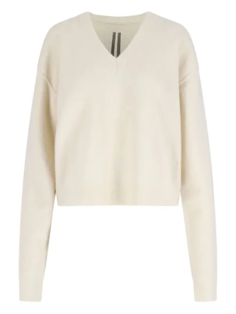 Rick Owens V-neck alpaca wool sweater Neutrals RP02E4650KWP