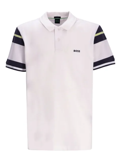BOSS striped-panel polo shirt White 50544476