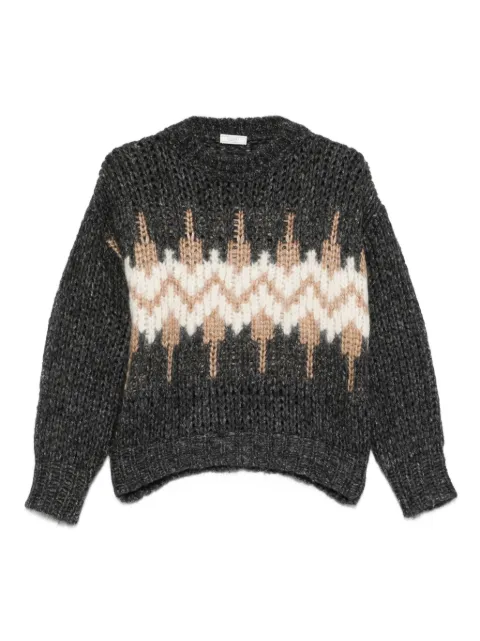 Peserico jacquard-pattern knit sweater Grey S99408F039249C