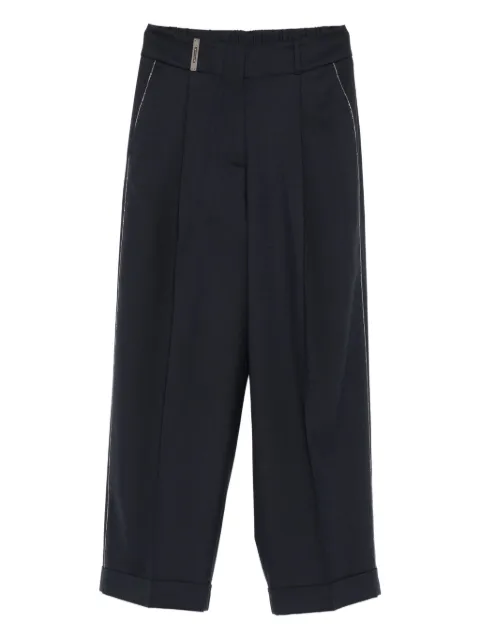 Peserico pleated side-stripe trousers Blue P04579U02660