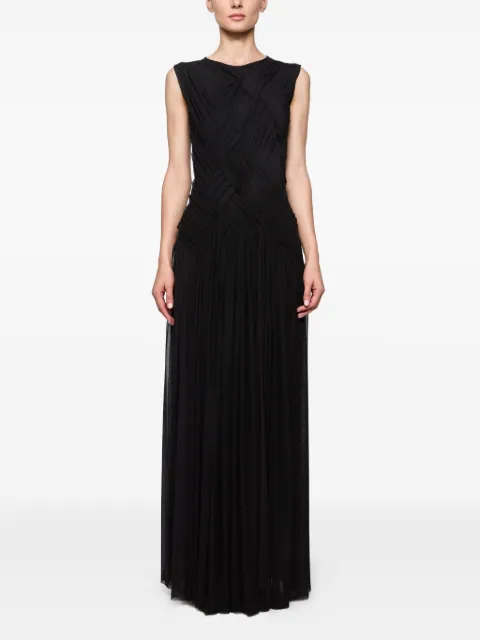 Atu Body Couture cross-panel pleated maxi dress Black AT23266