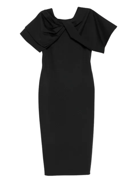 Alberta Ferretti bow-detail short-sleeve midi dress Grey A04436635