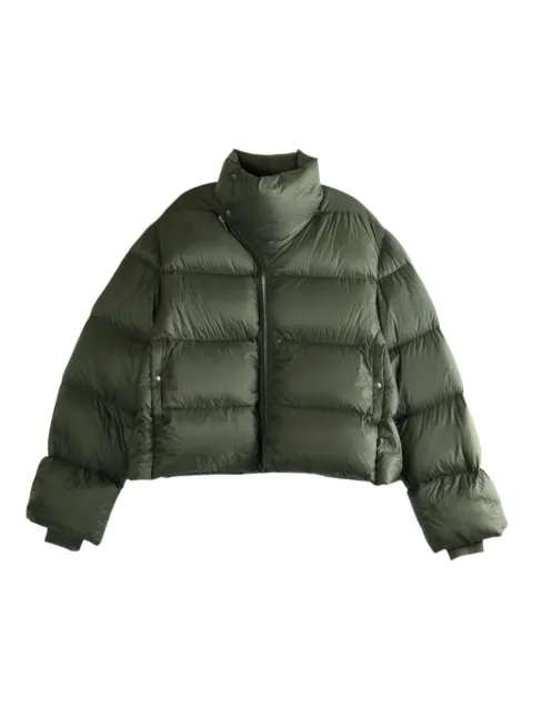 Rick Owens asymmetric zip puffer jacket Green RU02E1797NPD3