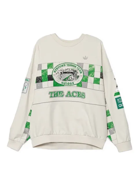 adidas checkers-print sweatshirt White JW0149