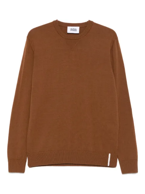 ALPHA STUDIO crew-neck wool sweater Brown AU3110C