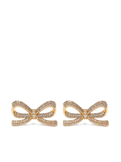 Self-Portrait crystal-embellished bow earrings Gold AW25606EGD