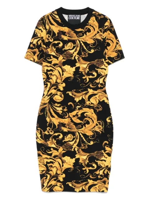 Versace Jeans Couture baroque-print short-sleeve mini dress Black 79HAO939JS504