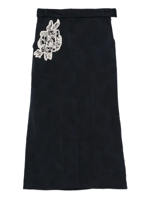 ERDEM floral-appliqué jacquard skirt Blue PF25S2550114007