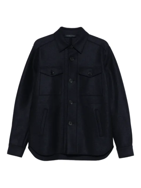 Harris Wharf London button-down flap-pocket shirt jacket Blue CH9320MLK