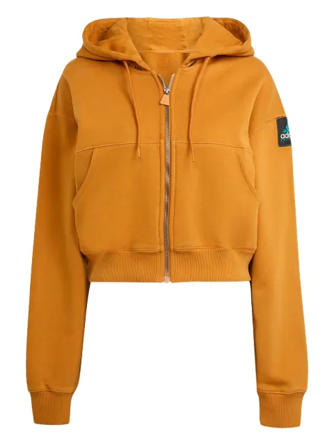adidas zip-up logo-patch hoodie Brown JX1602
