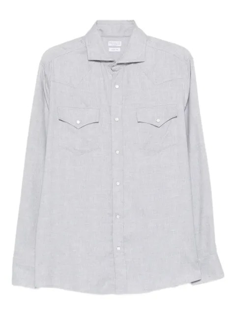 Brunello Cucinelli double-pocket long-sleeve shirt Grey MY6374008C045