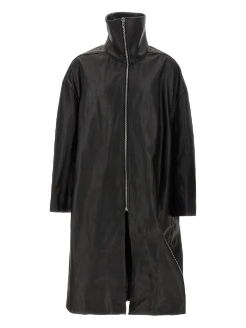Rick Owens Dracucollar fold-neck zip-front leather coat Black RR02E1900LOO