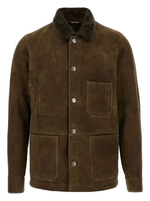 Giorgio Brato shearling-collar suede jacket Brown GU26F26013MEVL