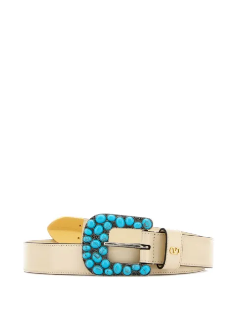 Valentino Garavani VLogo Signature brushed calfskin belt 30 mm White WT0SQ2EQV